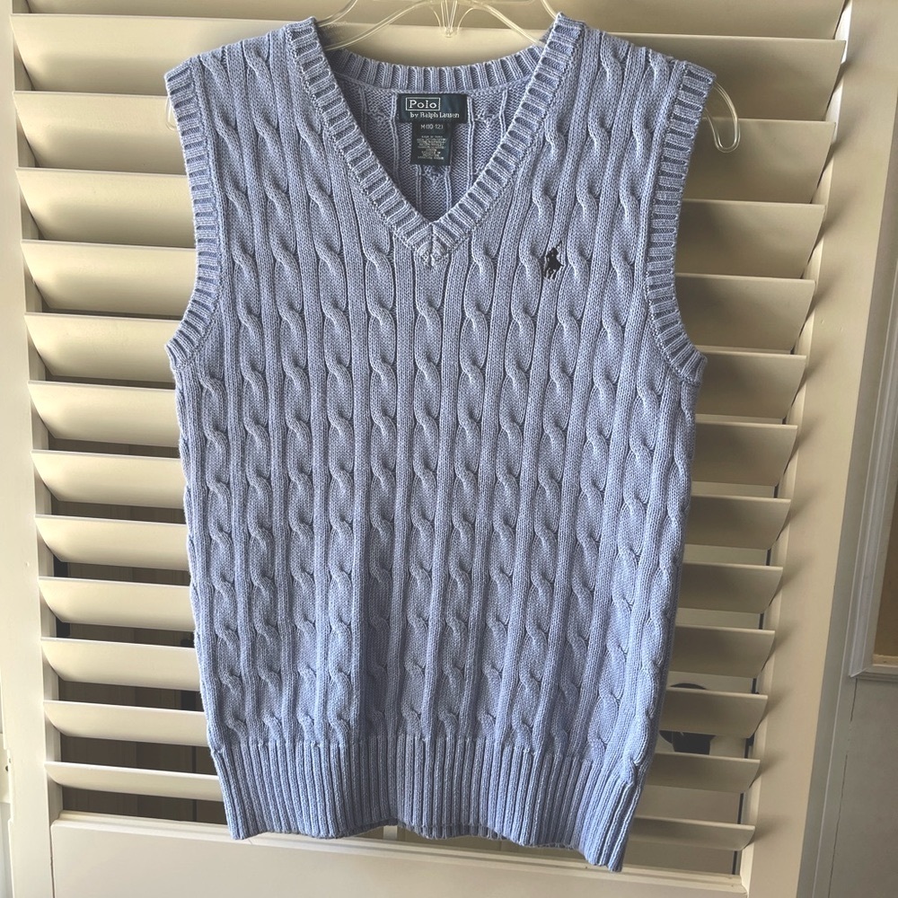 Boys polo by Ralph Lauren cable sweater vest • Size M (10-12)